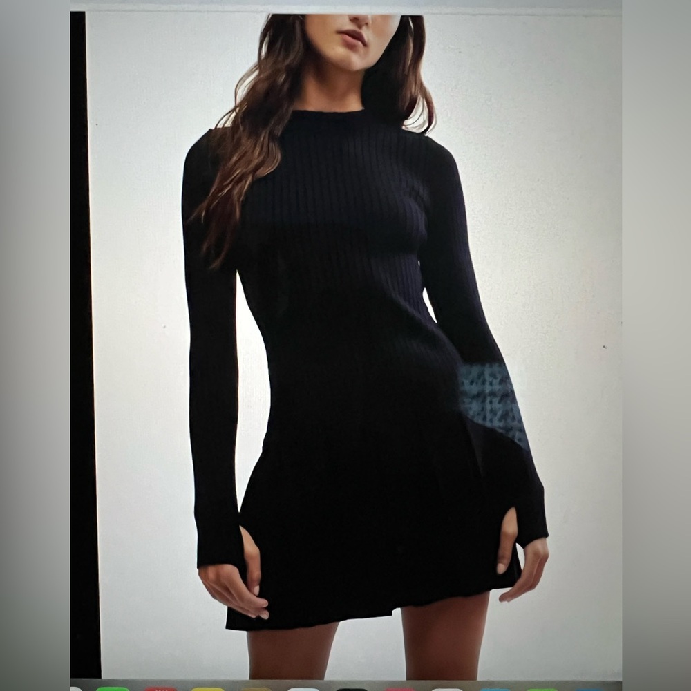 NWOT sweater dress mini circle skater Olivaceous long sleeve S LBD